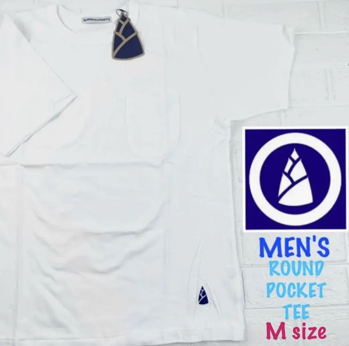 BAMBOO SHOOTS バンブーシュート 新品 メンズ ポケT 半袖 Tシャツ ショートスリーブ 丸首 無地 ロゴ tシャツ M 白