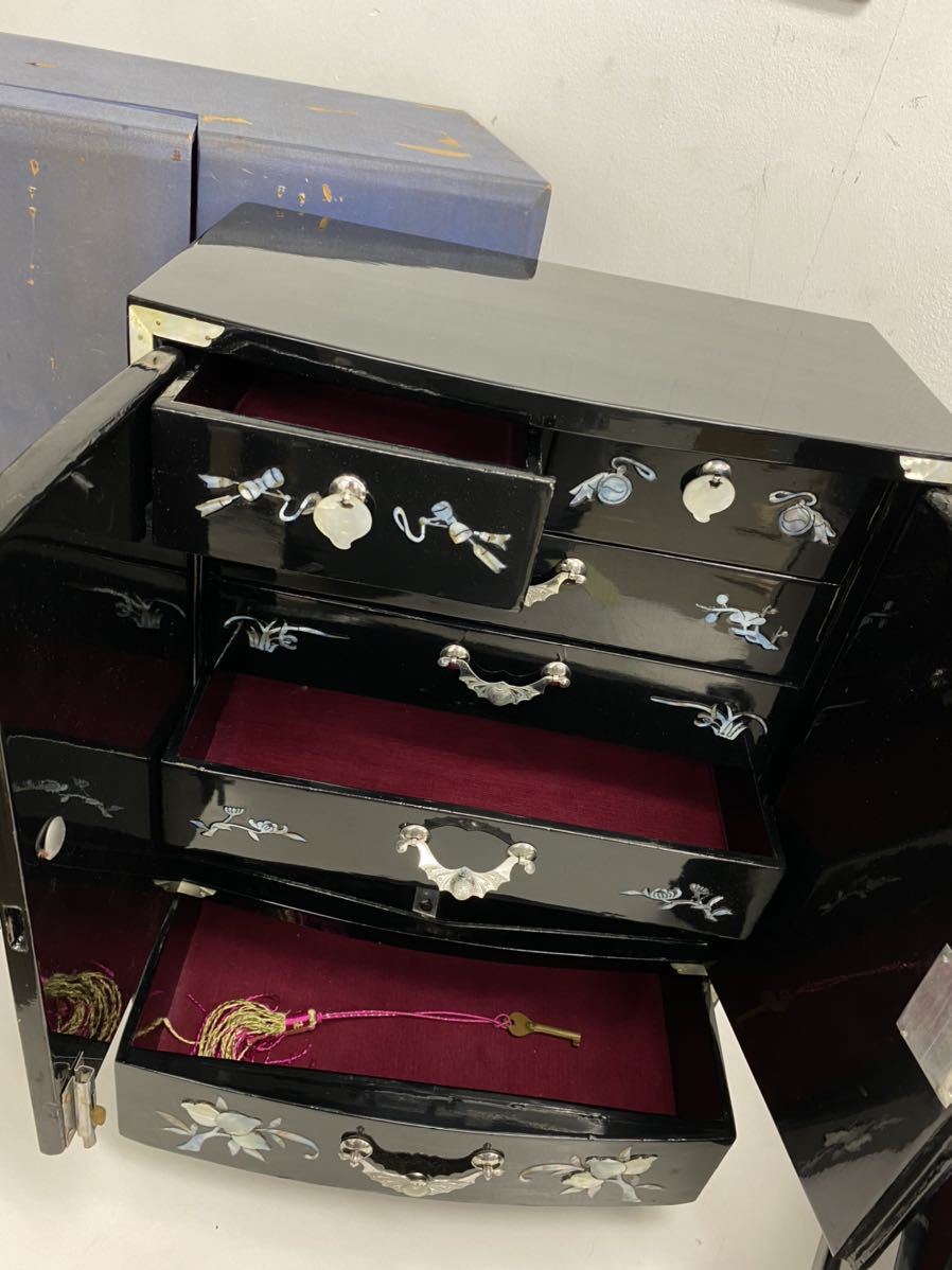 ○螺鈿細工 漆器 漆芸 小物入れ 小箪笥 アクセサリーケース 収納ケース