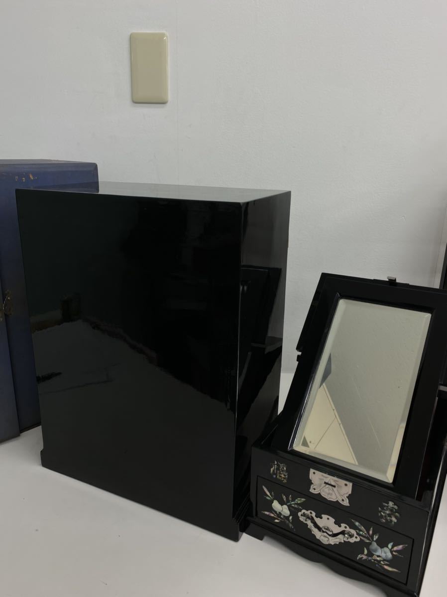 ○螺鈿細工 漆器 漆芸 小物入れ 小箪笥 アクセサリーケース 収納ケース