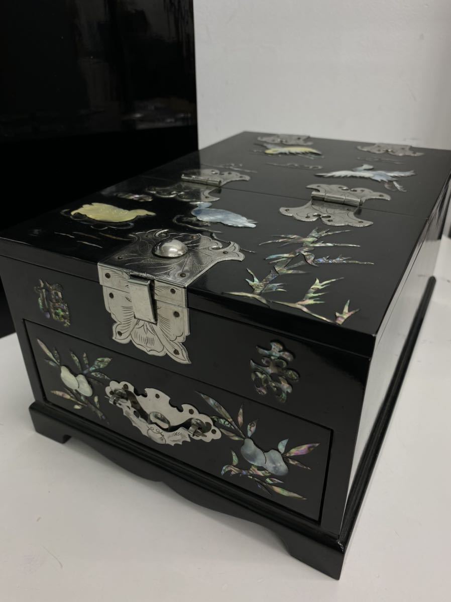 ○螺鈿細工 漆器 漆芸 小物入れ 小箪笥 アクセサリーケース 収納ケース