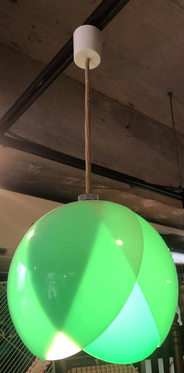 電傘 ランプシェード 照明器具 レトロ 色ガラス 気泡 黄色 鼈甲色