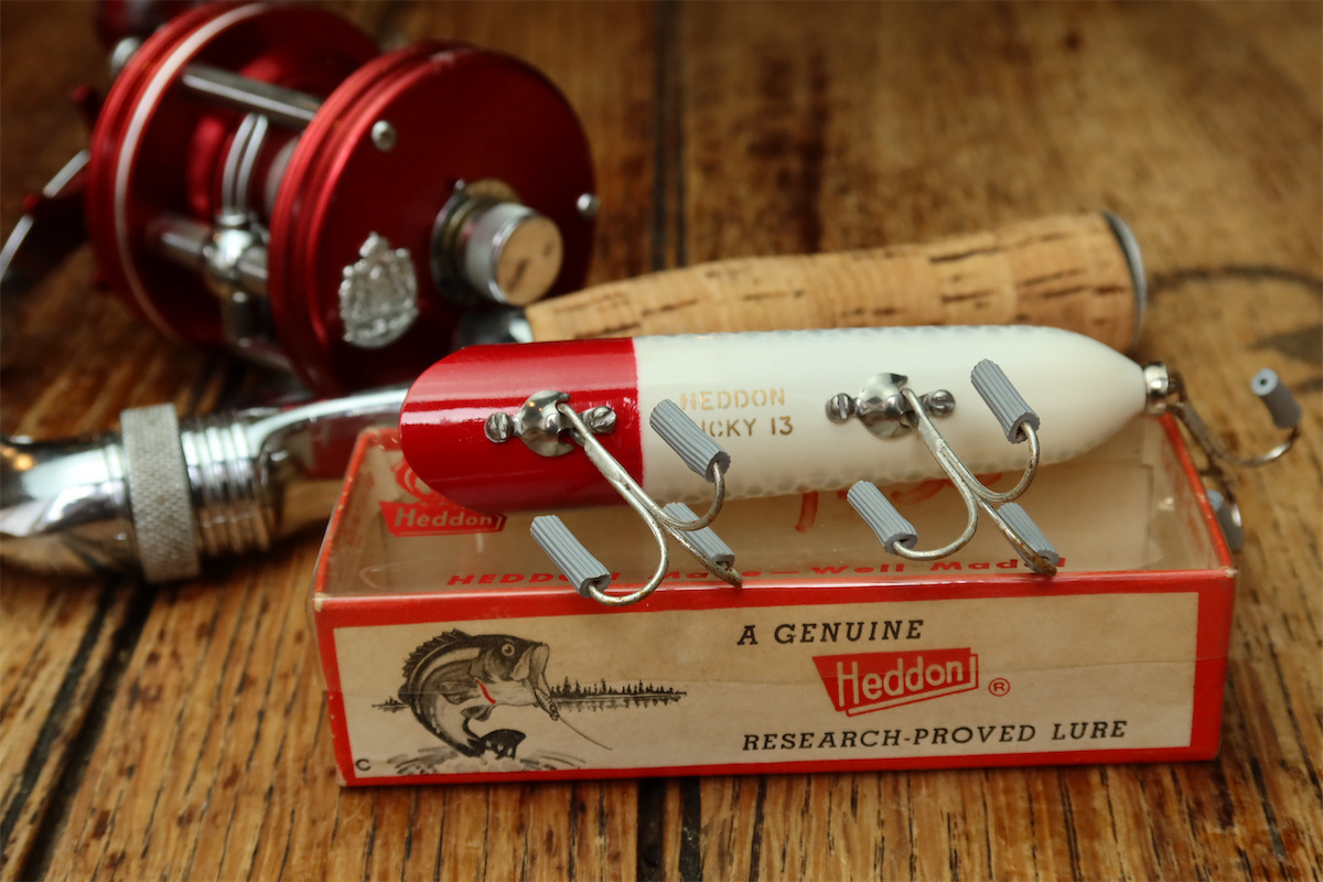 HEDDON 1950年代頃 最初期 1st LUCKY 0 モデル! SPOOK 穴 黄目 アブ