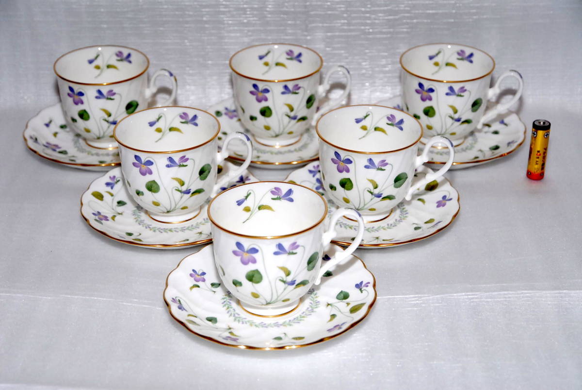 希少レア保管品☆廃盤品☆N印☆Noritake☆ノリタケ☆VIOLET DREAM☆バイオレットドリーム☆陶器☆すみれ模様☆カップ＆ソーサー６客セット