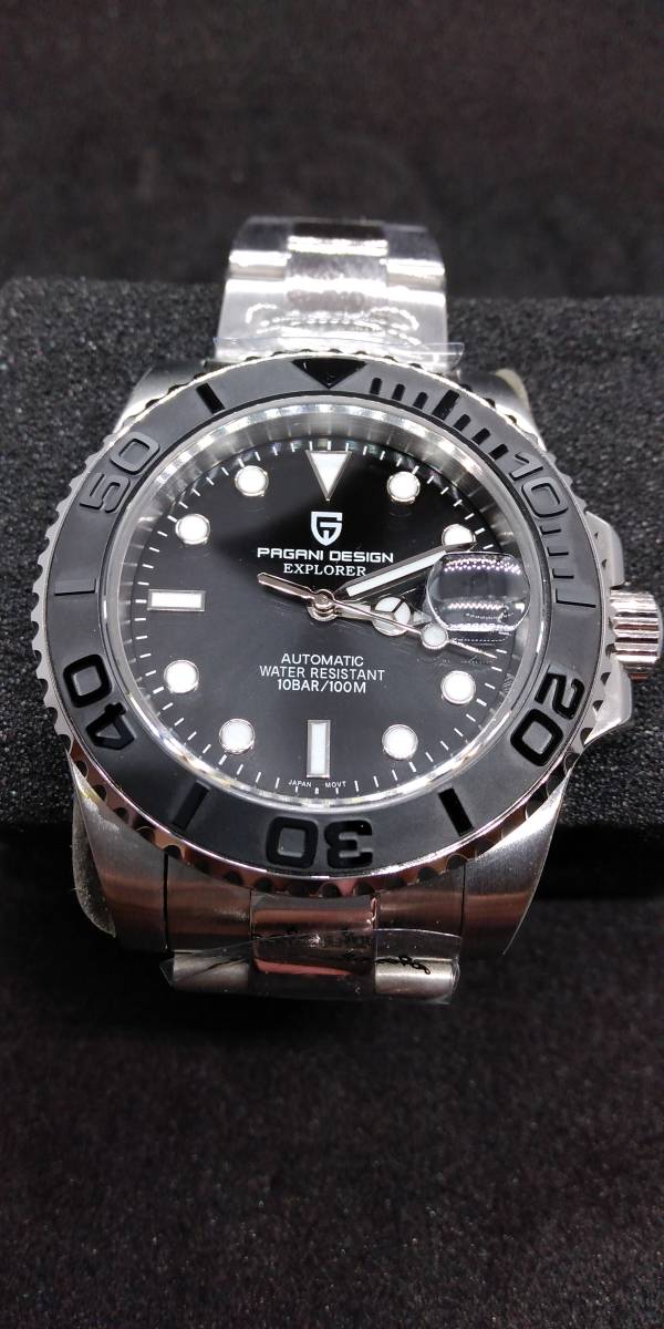 パガーニ　40mm サファイアガラス　100mダイバー　高級機械式腕時計　ブラックベゼル オマージュウォッチ 世界中で大人気 国内発送
