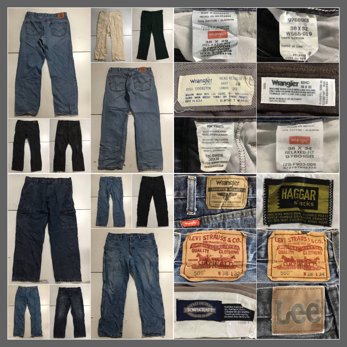 【A304】○A品○ 美品BIGサイズパンツMIX大量50kgベール売り商品 USA古着卸 アメリカ古着 Levi's Wrangler リーバイス デニム ジーパン