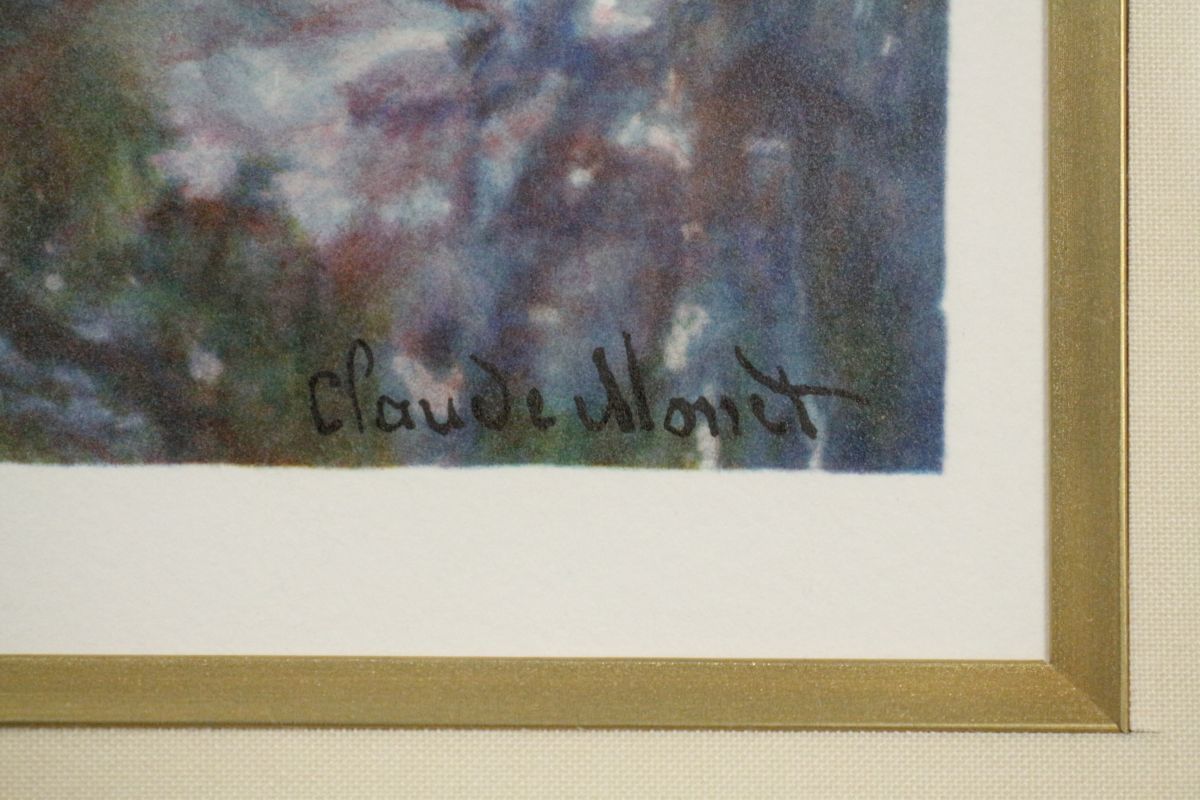 LIG】クロード・モネ 「睡蓮」 リトグラフ10号 HC版 版上サイン 額装