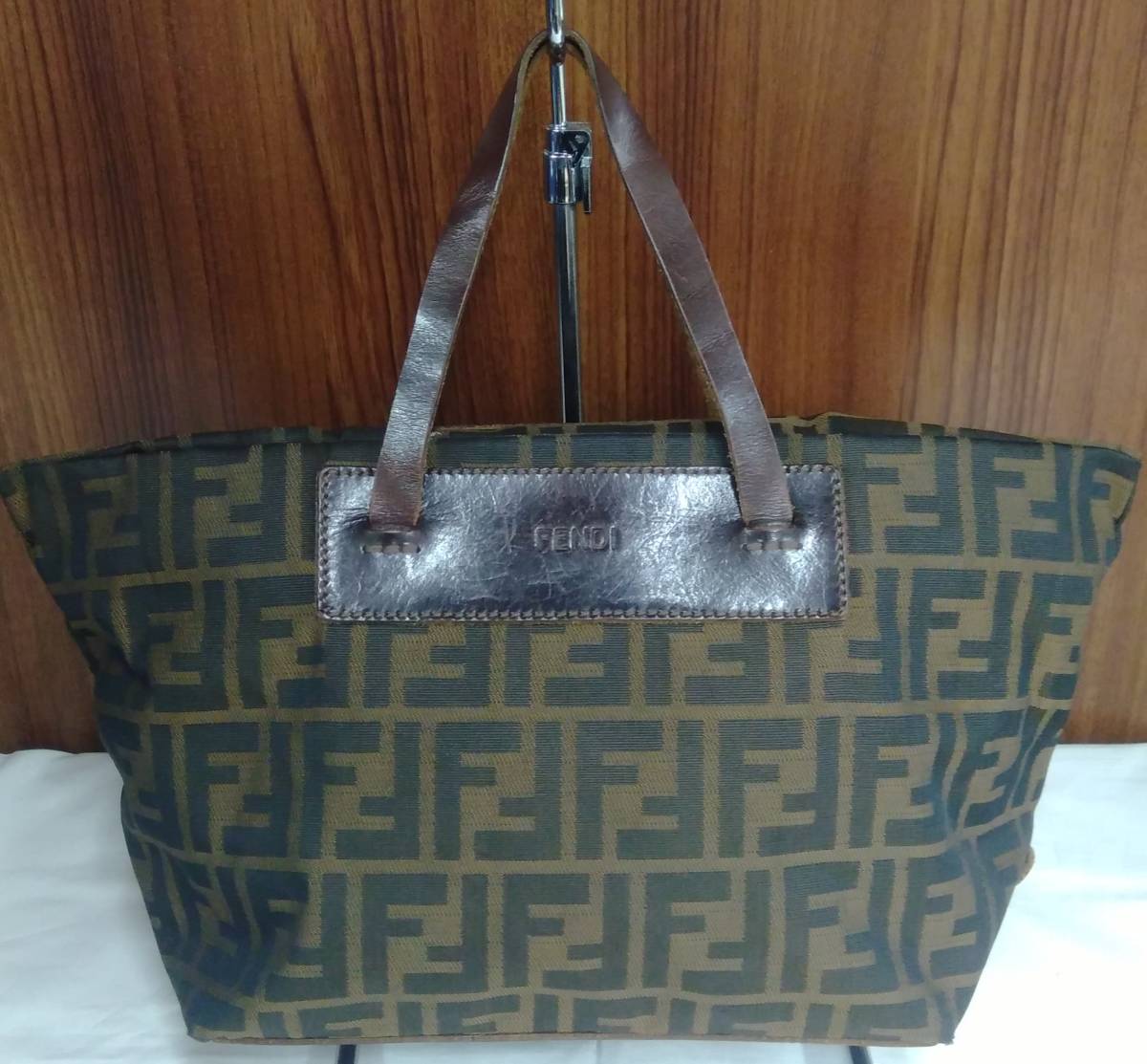 FENDI◇ズッカ柄/ミニトートバッグ/BRW/内側ベタつき有 ズッカ柄