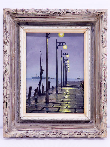 美術品・アンティーク・コレクション 夜景 F4 油彩画 風景画 絵画