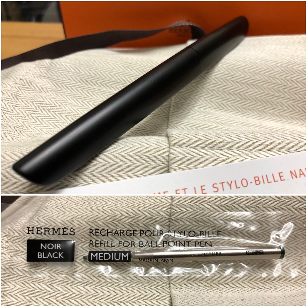 HERMES エルメス ボールペン ノーチラス(ブラック) シルバー 無垢