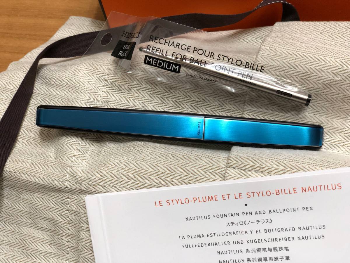 HERMES エルメス ボールペン ノーチラス(ブラック) シルバー 無垢