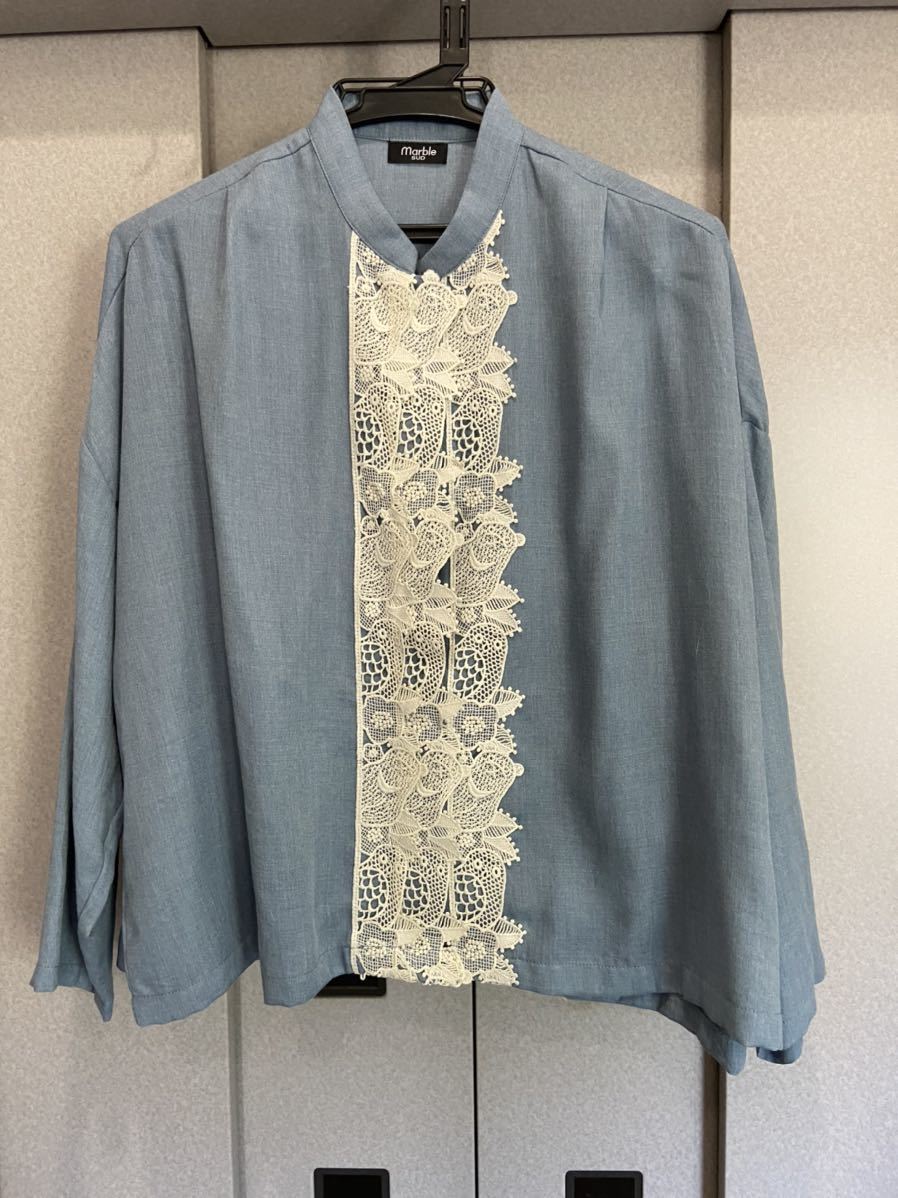 美品 marble sud マーブルシュッド アニマル 総柄 刺繍 ブラウス