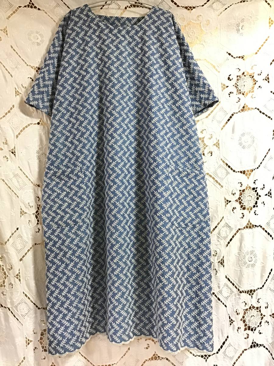 ハンドメイドワンピース Op スカラップ 総刺繍 ライトブルー ナチュラル おしゃれ 上品 大人かわいい 春ワンピ ワンピース 売買されたオークション情報 Yahooの商品情報をアーカイブ公開 オークファン Aucfan Com