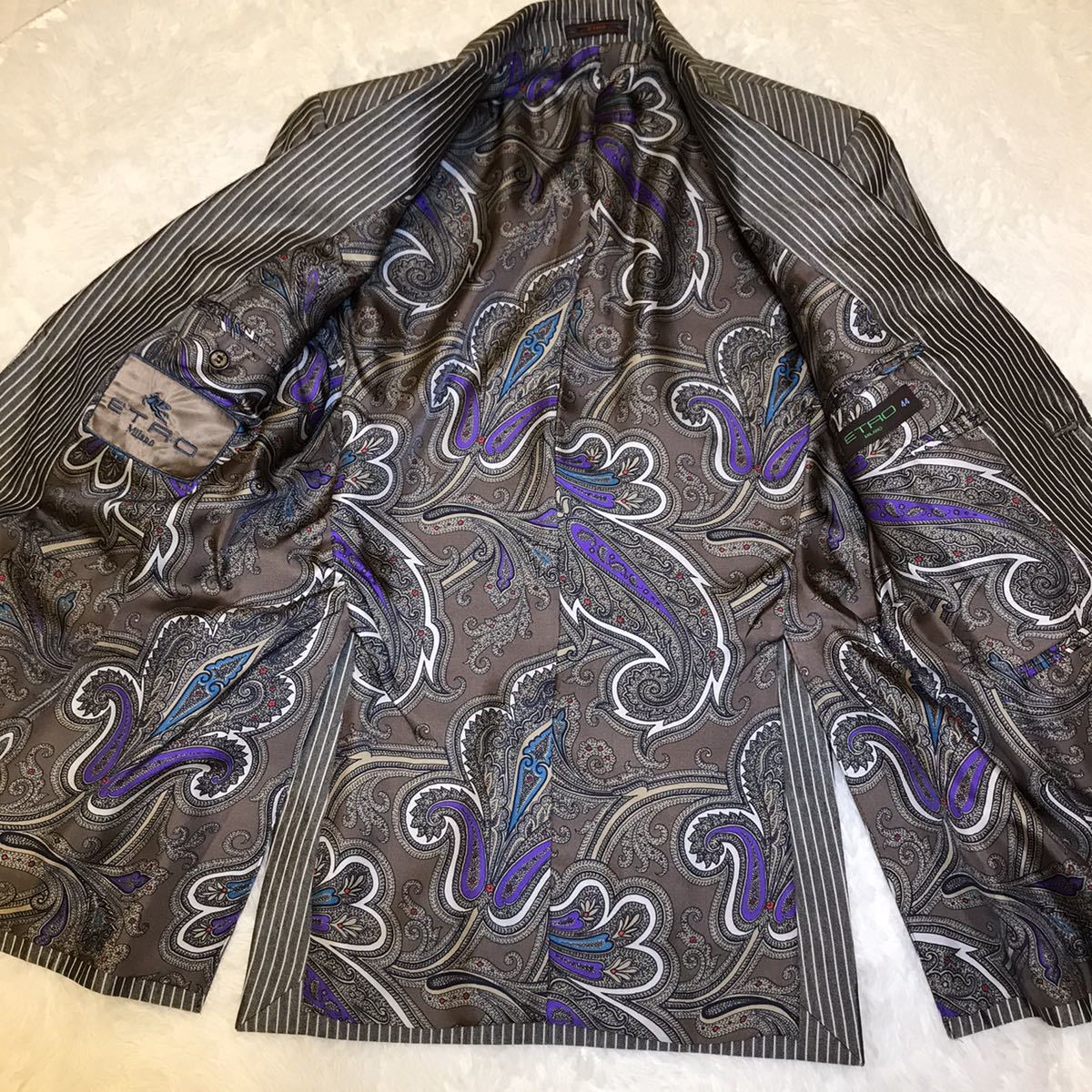 極美品◇ETRO エトロ シルク・ペイズリー柄 ストライプ柄 極美品◇ETRO エトロ シルク・ペイズリー柄 ストライプ柄