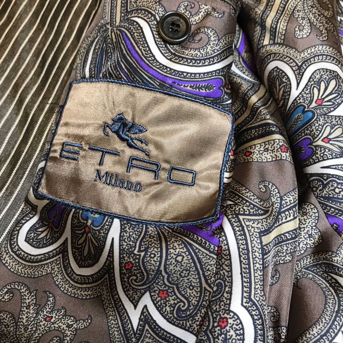 極美品◇ETRO エトロ シルク・ペイズリー柄 ストライプ柄 極美品◇ETRO エトロ シルク・ペイズリー柄 ストライプ柄