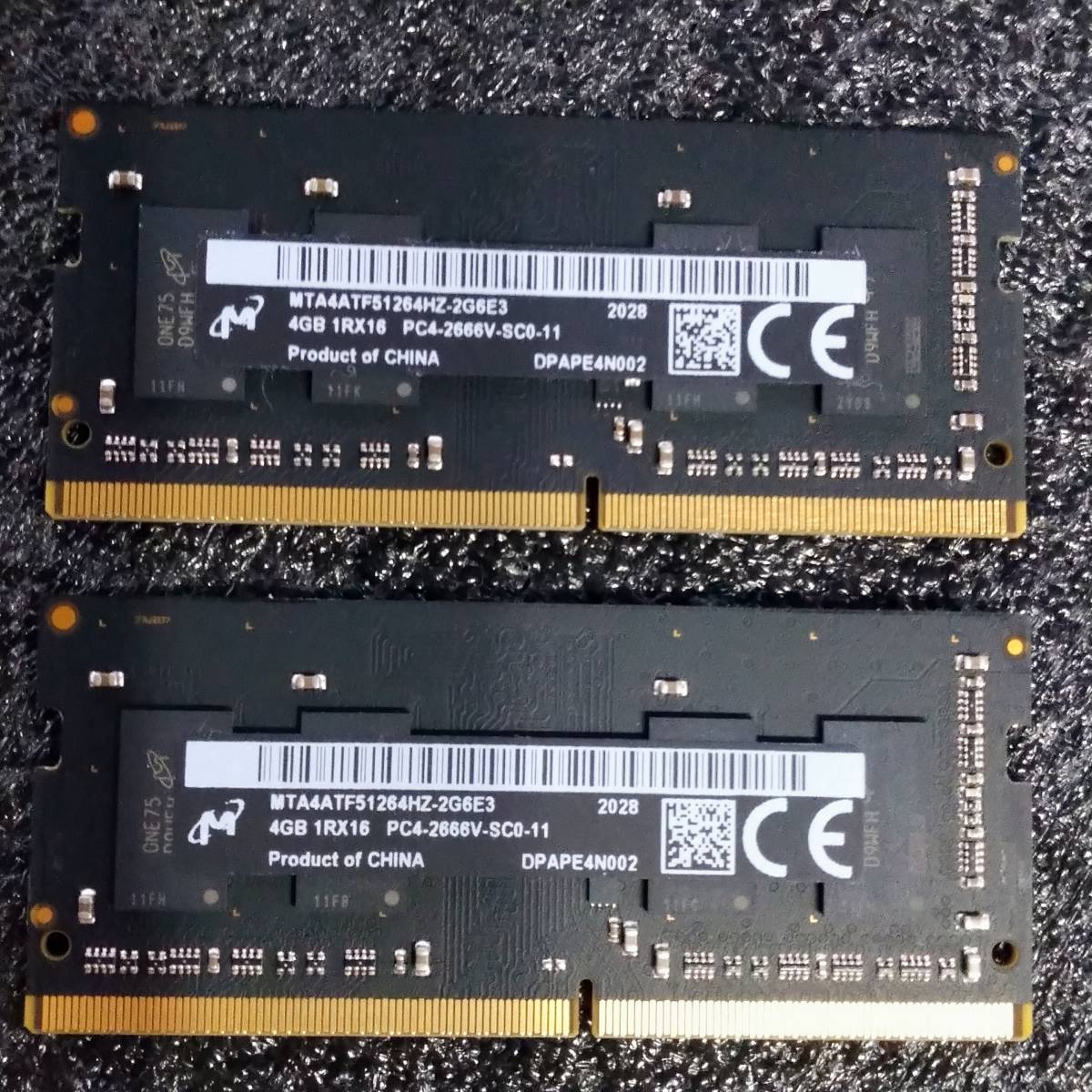 中古】DDR4 SODIMM 8GB(4GB2枚組) Micron MTA4ATF51264HZ-2G6E3 [DDR4