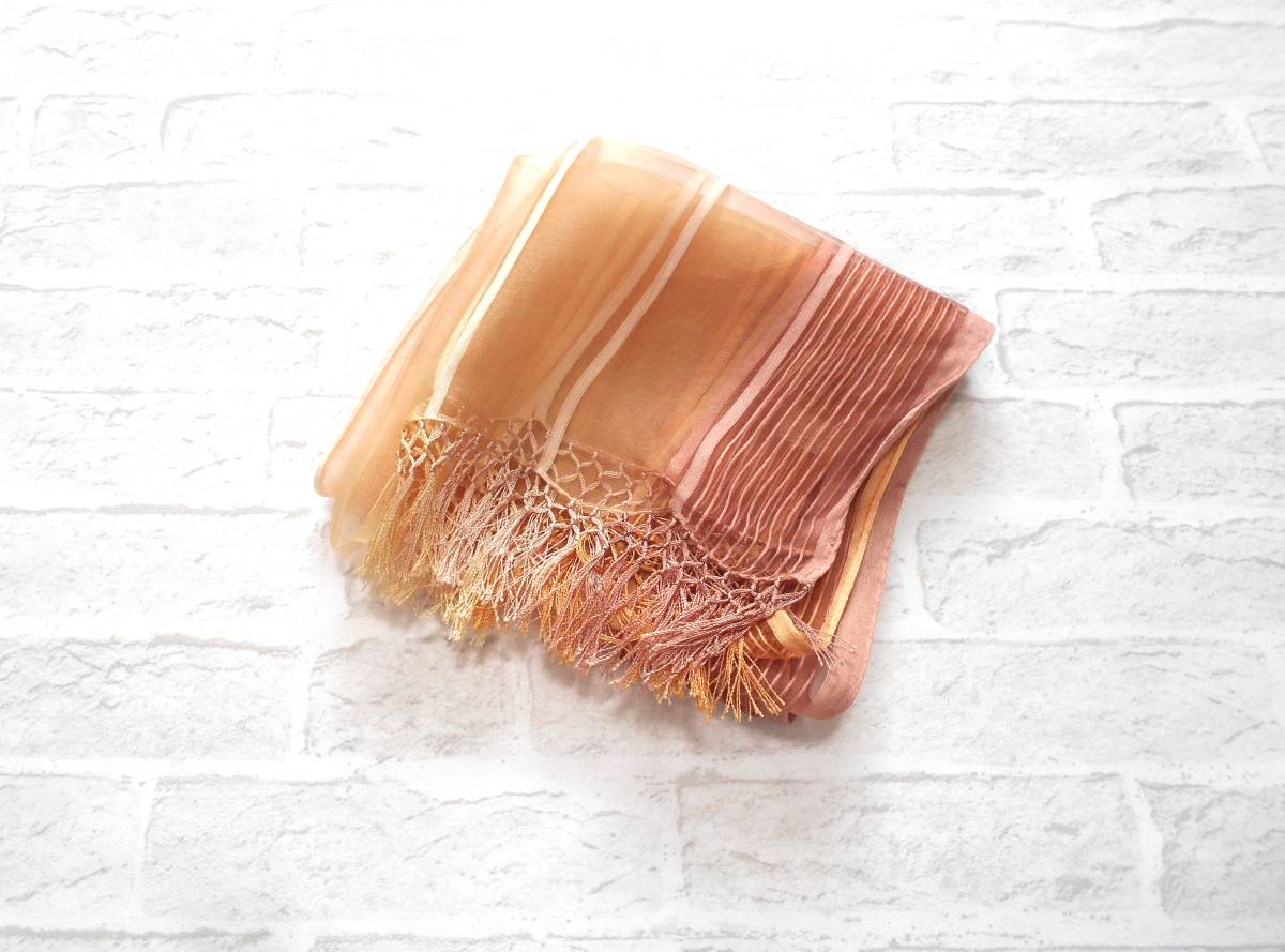 SALE，お買い得 〔 〕 mila schon ミラショーン ベージュ グラデーション オーガンジー シルク ストール 上品 高級感 絹 ムーンバット(ミラショーン)｜売買されたオークション情報、yahooの商品情報をアーカイ ミラショーン