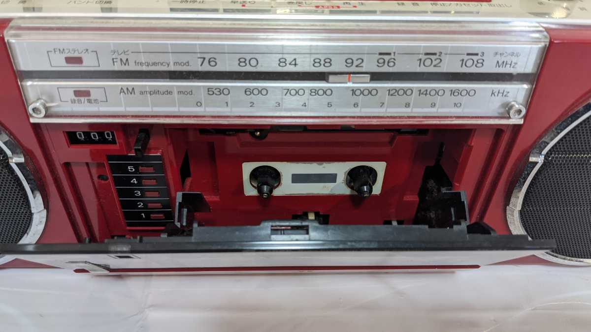 SHARP QT-7R シャープ ラジカセ レッド 昭和レトロ QT7-DX オーディオ