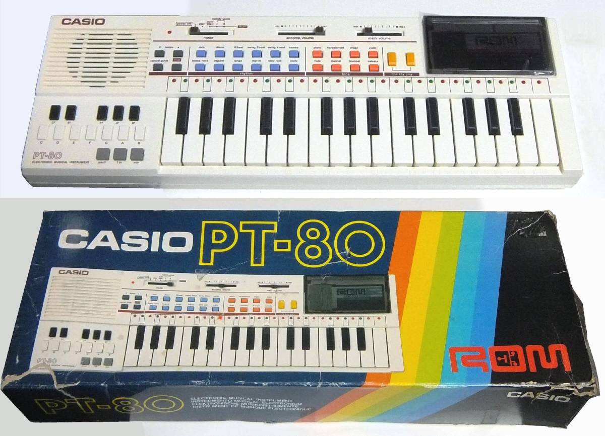 ◇CASIO カシオ キーボード 弾けますと～ん ROM [PT-80] 説明書・元箱付き
