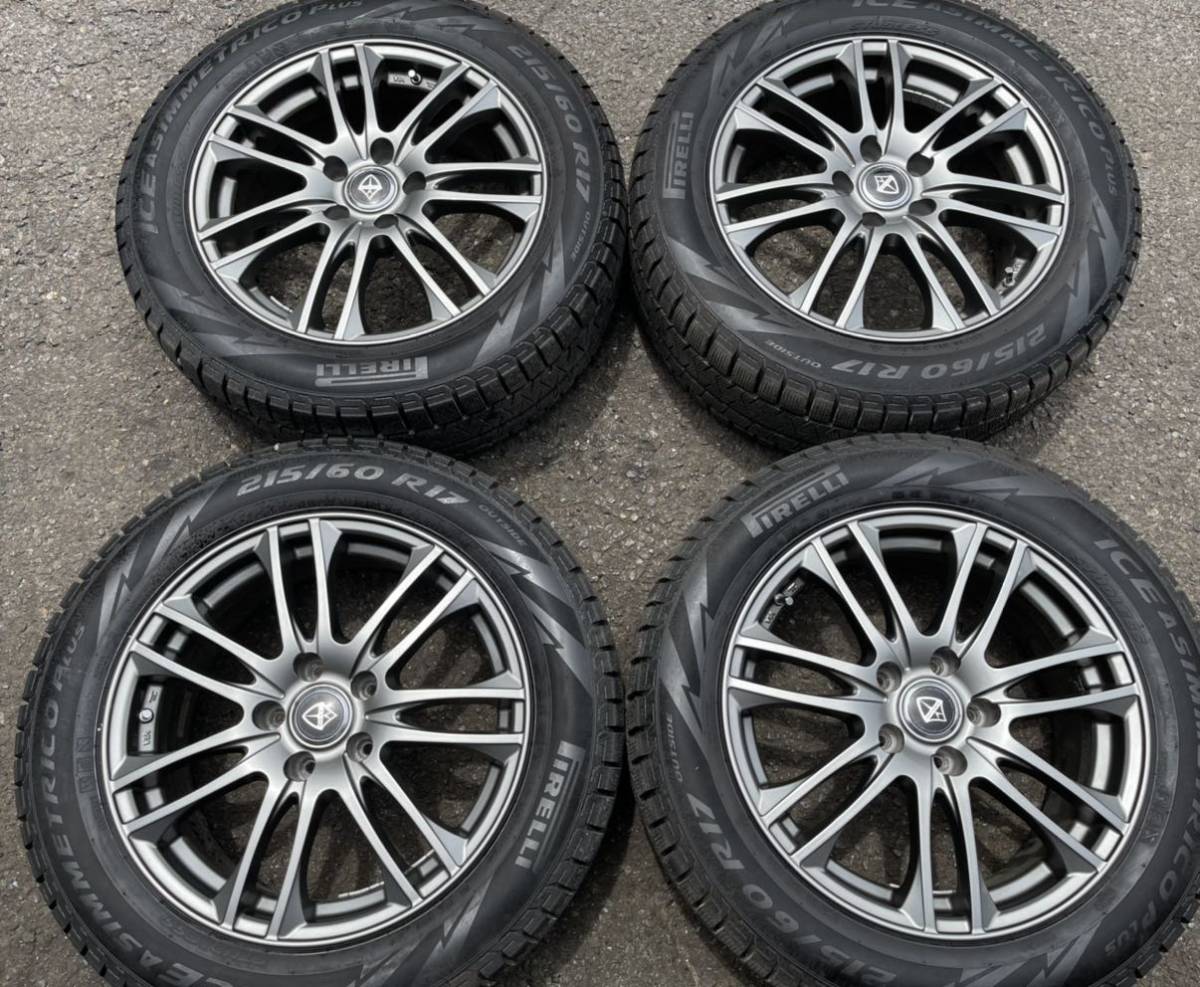 17×7J+40 114.3/5H ハブ径72 215/60R17 (215/55R17にも) 　ピレリ　PLUS 2018年　マツダ　MPV エスティマ　アルファード　4本セット
