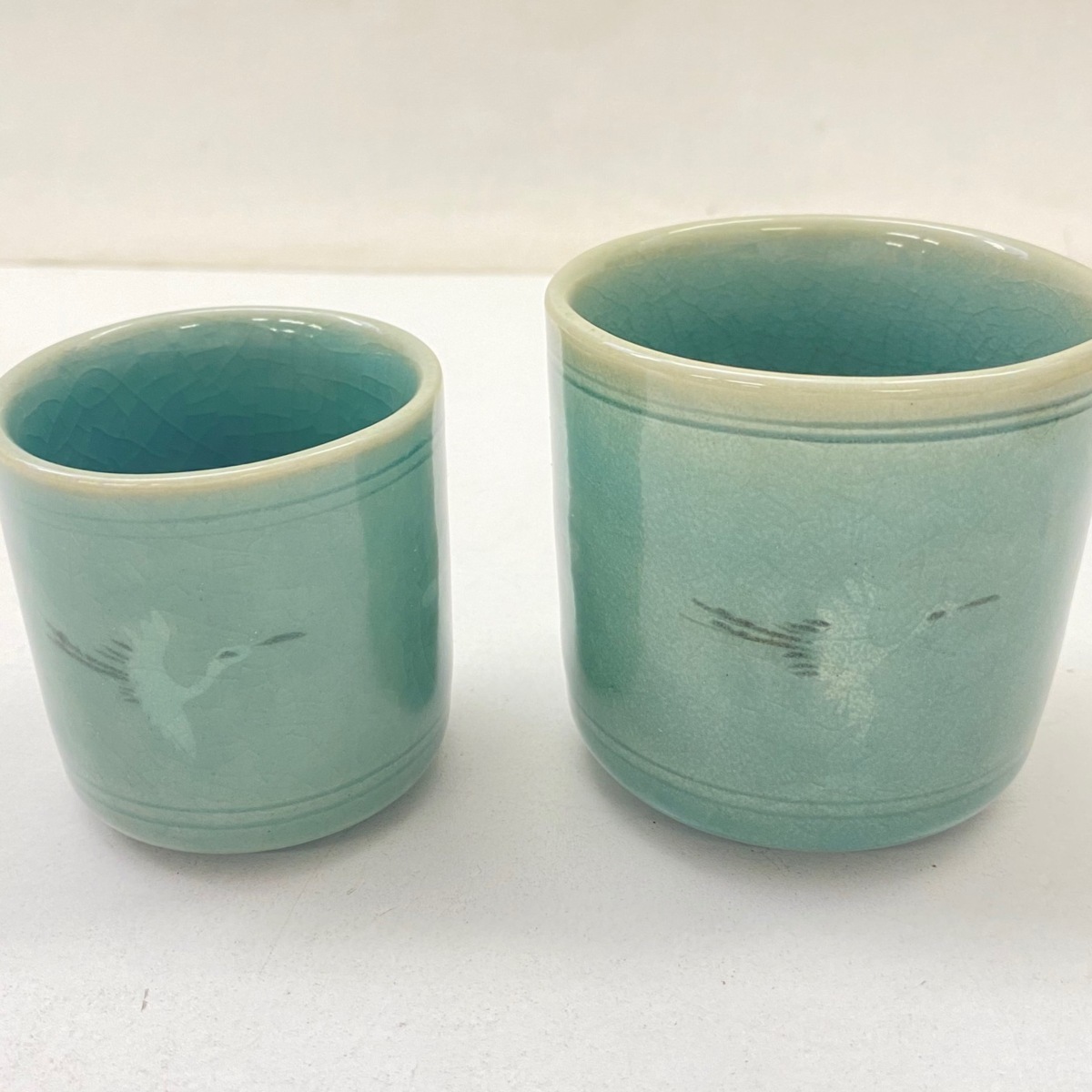 高麗青磁 青岩 金二周作 夫婦湯呑 2客セット 和食器 韓国青磁 青磁 陶器 箱付 インテリア キッチン(青磁)|売買されたオークション情報 ...