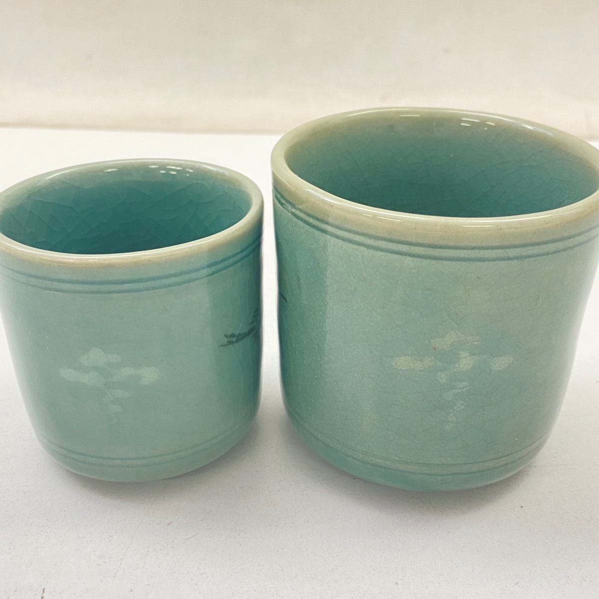 高麗青磁 青岩 金二周作 夫婦湯呑 2客セット 和食器 韓国青磁 青磁 陶器 箱付 インテリア キッチン(青磁)|売買されたオークション情報 ...