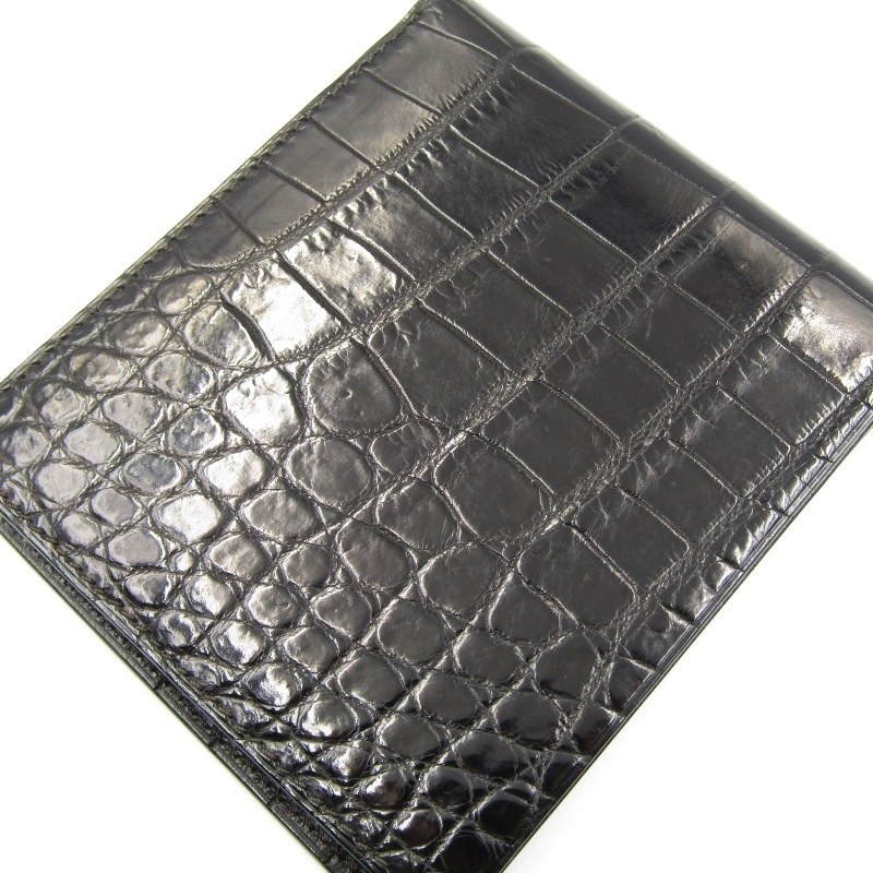 1～ 美品 FARO ファーロ 二つ折り財布 クロコダイル FRO606228-010