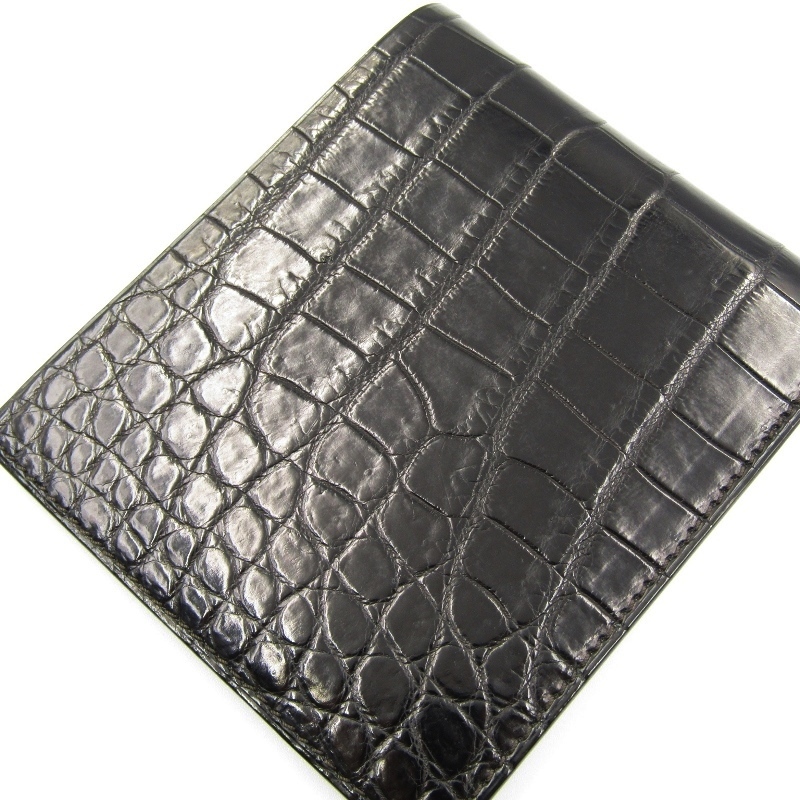 1～ 美品 FARO ファーロ 二つ折り財布 クロコダイル FRO606228-010