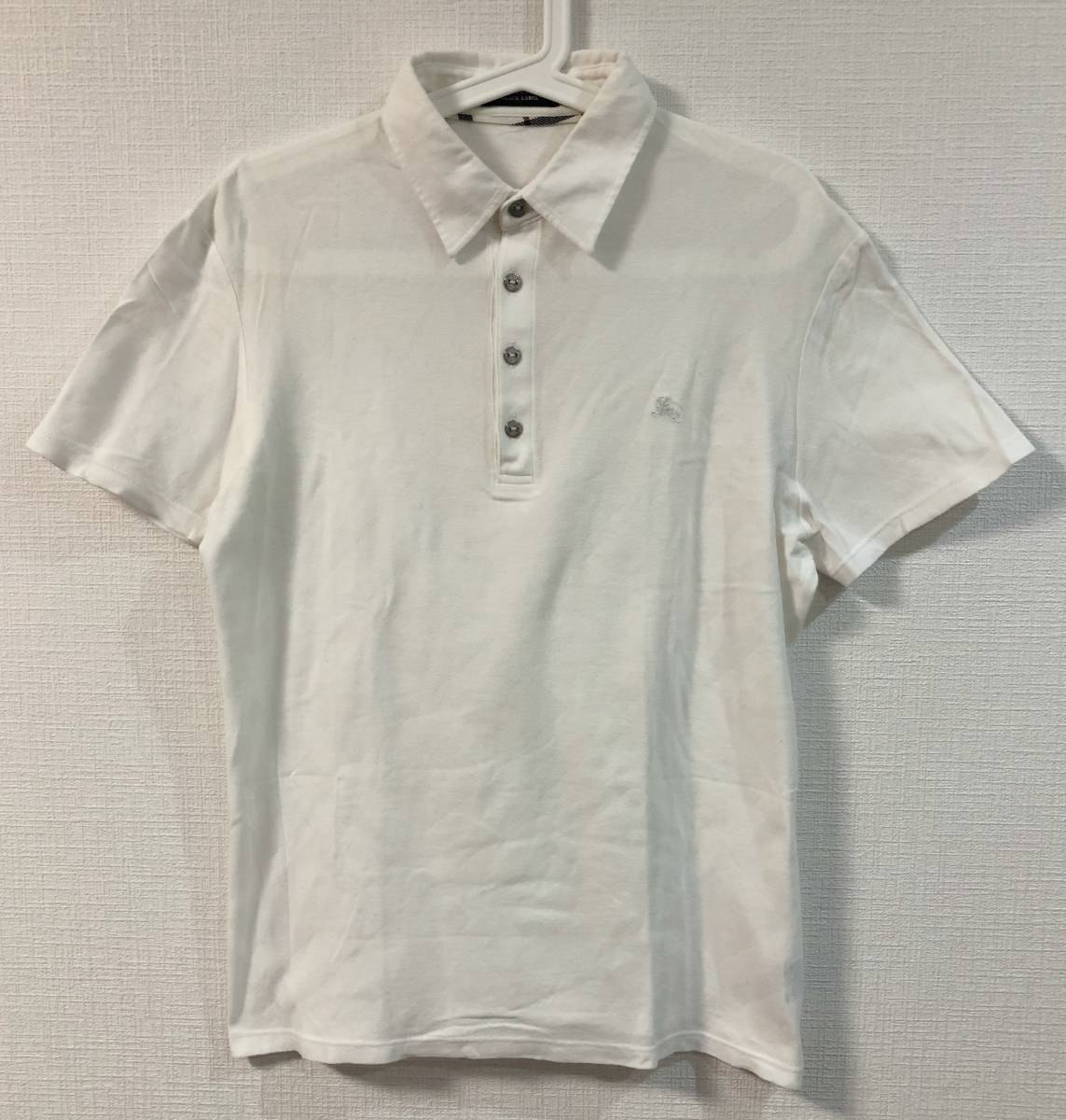  バーバリーブラックレーベル 銀ボタン シャドーチェック ポロシャツ サイズ3 L 白 ホースマーク刺繍 BURBERRY BLACK LABEL(トップス)｜売買されたオークション情報、yahooの商品情報をアーカイブ公 男性用