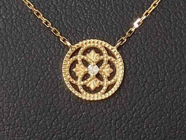 agate アガット K18／K14 ダイヤモンド0.01ct デザインネックレス 40cm 