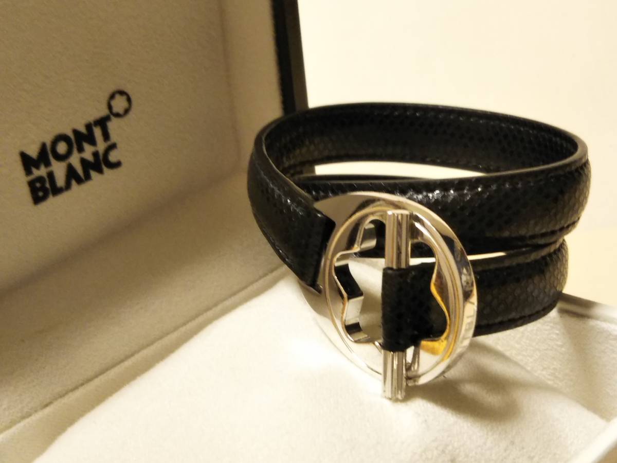 Montblanc モンブラン ブレスレット バングル レザー シルバー 