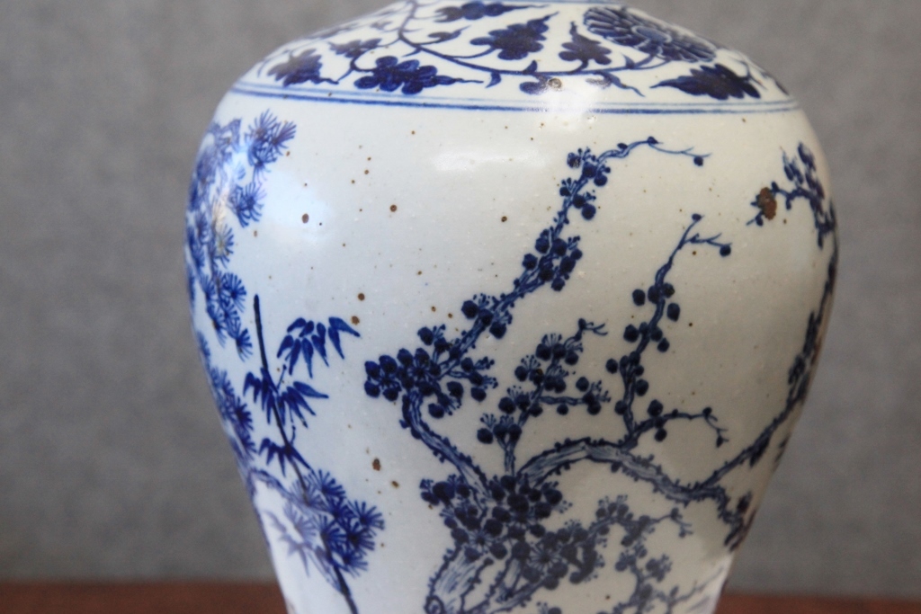 李朝　染付　竹林虎図紋大鉢　訳あり　送料込み250508 李朝染付 松竹梅図大型花入れ ご覧頂き有難うございます 【公式通販】