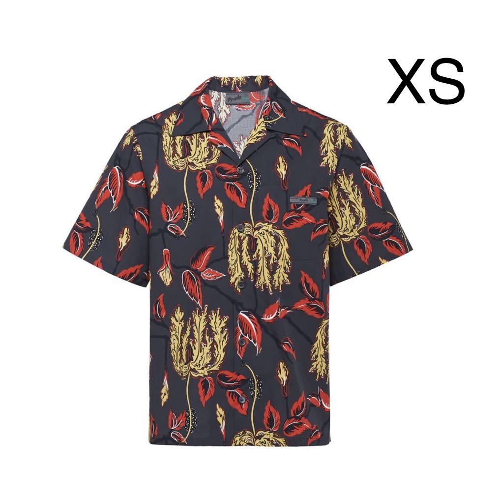 新品 人気商品 PRADA プラダ アロハシャツ 花柄 半袖 シャツ ブラック 
