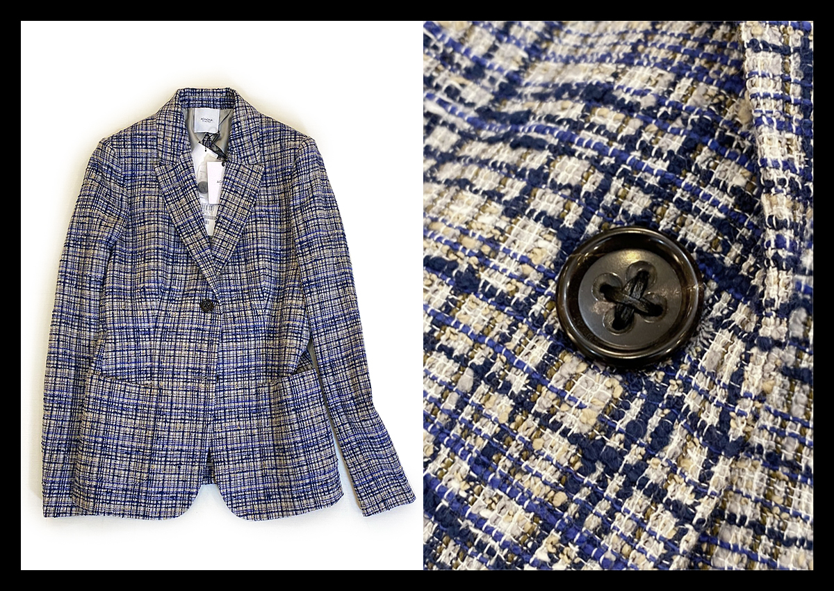 新品 AGNONA アニオナ ツイード レザー ブルー グリーン ジャケット  