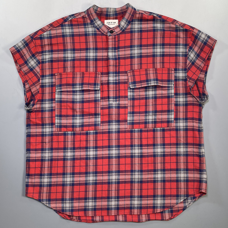 美品 FEAR OF GOD SIXTH COLLECTION FOG 半袖 チェック フランネル シャツ L フィアオブゴッド プルオーバー