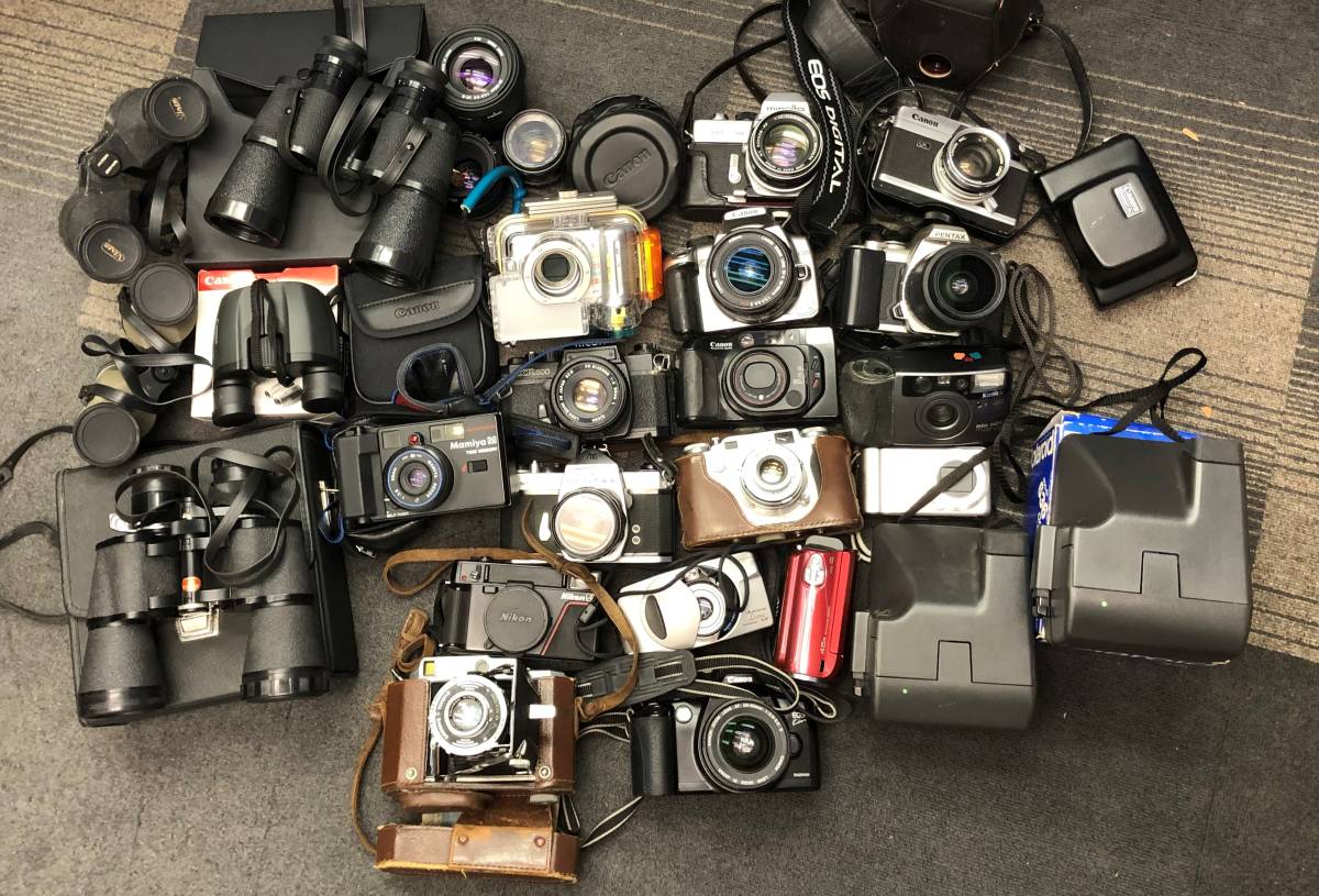 ZK-227 【中古/ジャンク品】1円スタート カメラ・双眼鏡おまとめ Canon/PENTAX/KONICA/Mamiya/など