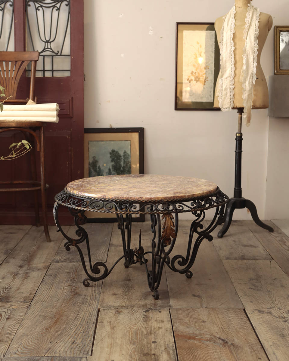 Antique Top French マーブルトップ 編み目＆豪華な彫刻が美しい 