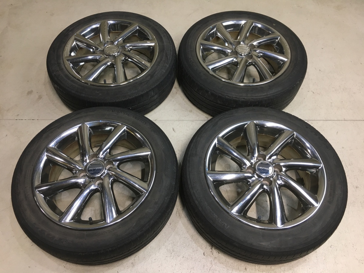 RAYS製 日産 純正 オーテック 16インチ 16x6J PCD114.3 +45 5H 195/60R16 4本　C25/C26/C27 セレナ B30 ラフェスタ等　　2022.1.12.O.8-A50 日産 オーテック 16インチ ウイングロード等 33996C バリ山