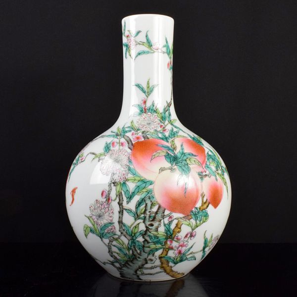 台湾　蔡曉芳　暁芳窯　赤絵龍波文　梅瓶　D　6086E 台湾蔡曉芳暁芳窯赤絵龍波文梅瓶D6086E