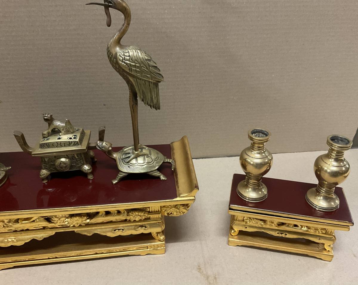 真宗大谷派 仏具セット 鶴亀燭台 三具足 華瓶 前卓 上卓 打敷 本金刺繍 仏壇仏具 金箔 漆塗 まとめて 仏具一般 売買されたオークション情報 Yahooの商品情報をアーカイブ公開 オークファン Aucfan Com
