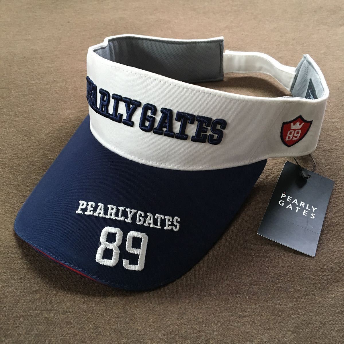☆新品未使用☆PEARLY GATES☆パーリーゲイツ☆サンバイザー☆ネイビー×ホワイト☆紺×白☆定価5，280円（税込）☆