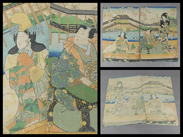  歌川芳虎 其由縁雪月花花の見立あさつま 3枚続の内2枚 源氏絵 美人画 木版画 浮世絵 錦絵 風俗画 シートのみ 歌川国芳門人 g21070353(美人画)｜売買されたオークション情報、yahooの商品情報を 美人画