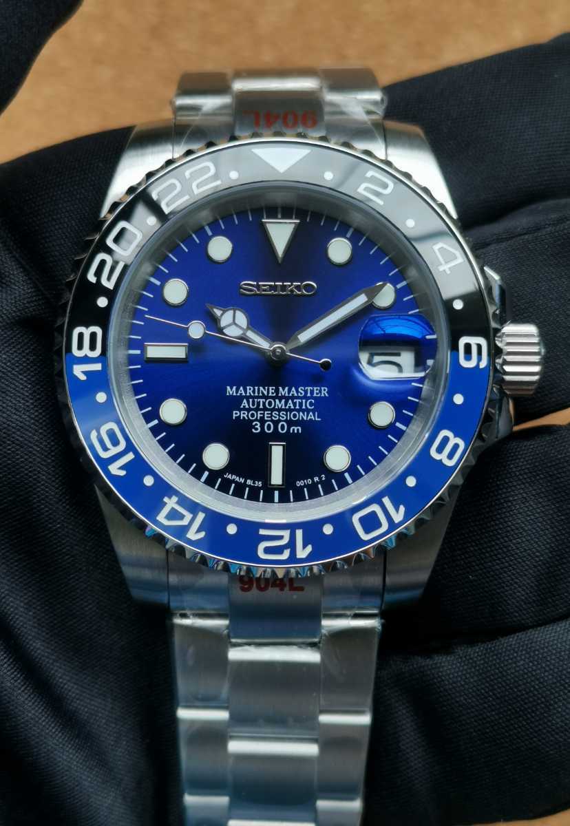 1円～ SEIKO ブルー バットマン カスタム セイコー MOD 腕時計 