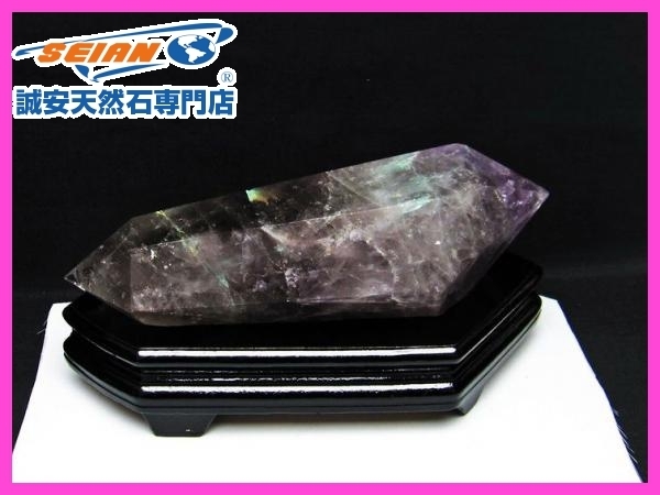 アメジスト　ダブルポイント　特大　台座つき 1円スタート！ 誠安◇存在感ヒカル！ 1.8Kgアメジスト ダブルポイント