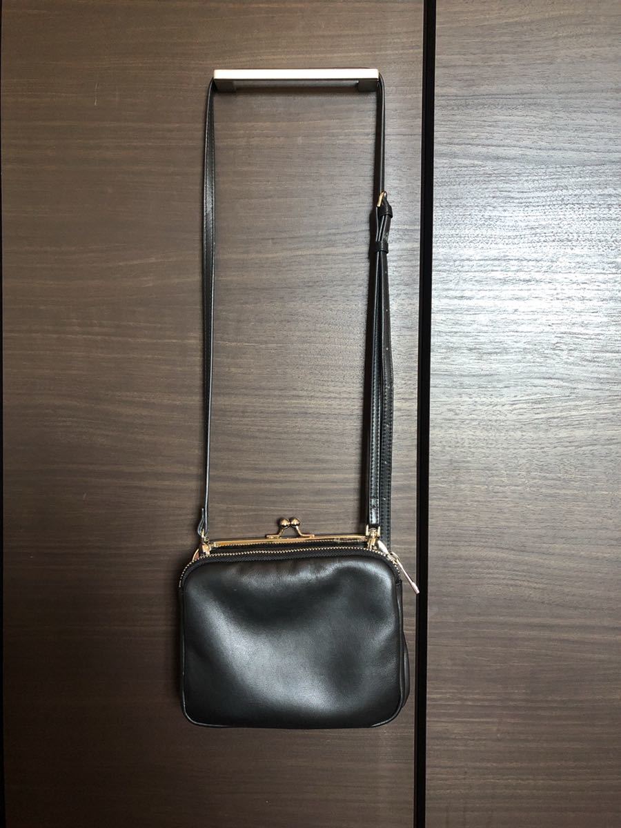 nouer がま口 ファスナーカウレザーショルダーバッグ 黒 ヤマダヤ 
