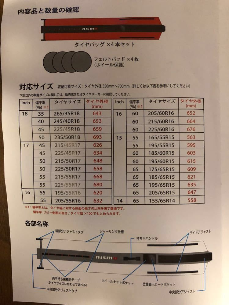 送料無料】NISMO タイヤバッグ 4個セット 中古 タイヤカバー ニスモ