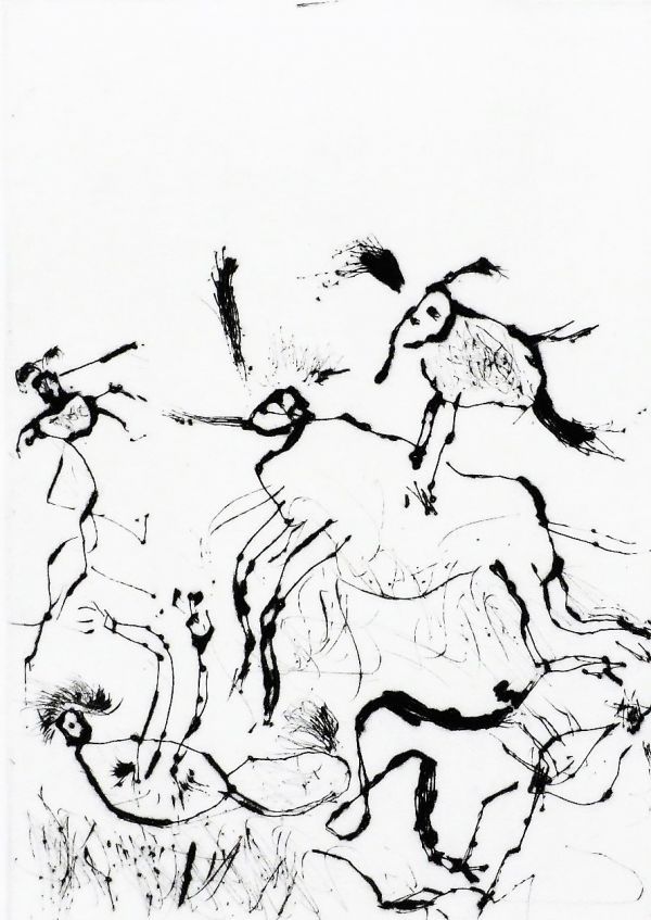 池田満寿夫 『青春放浪』 【佐藤春夫著「青春放浪」表紙絵】 銅版画 額