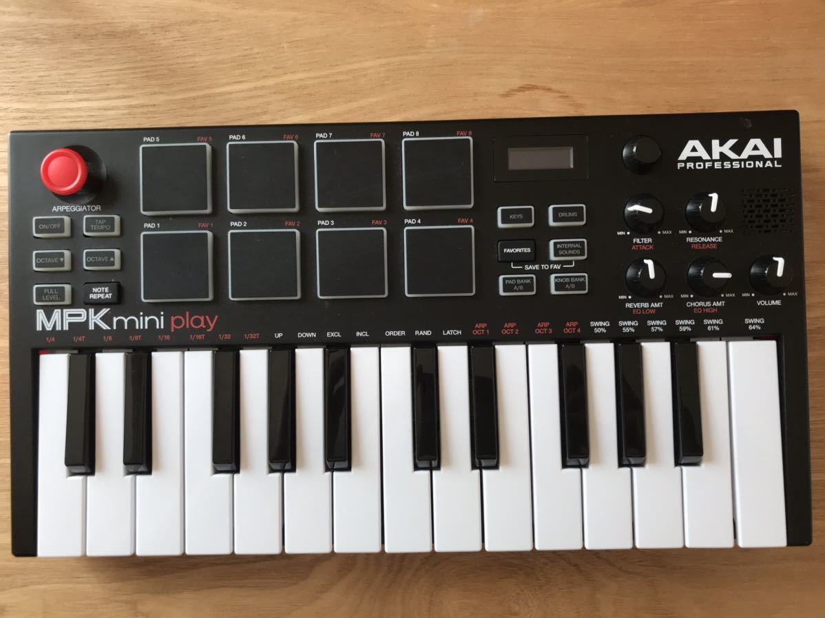 【中古】AKAI　MPK mini play　スタンドアローン・ポータブルMIDIキーボード/USBケーブル/ユーザーガイド　ベロシティ対応25鍵_1