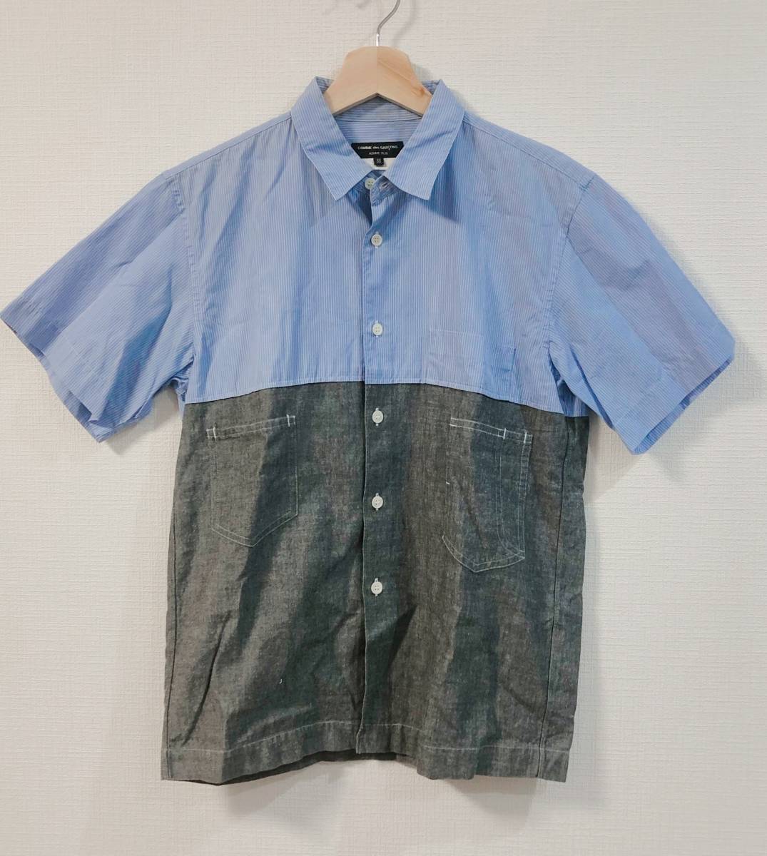 2026春夏 コムデギャルソン 切替 ストライプシャツ サイズSS COMME des GARONS HOMME PLUS(半袖シャツ)｜売買されたオークション情報、yahooの商品情報をアーカイブ公開 - オークファン 男性用