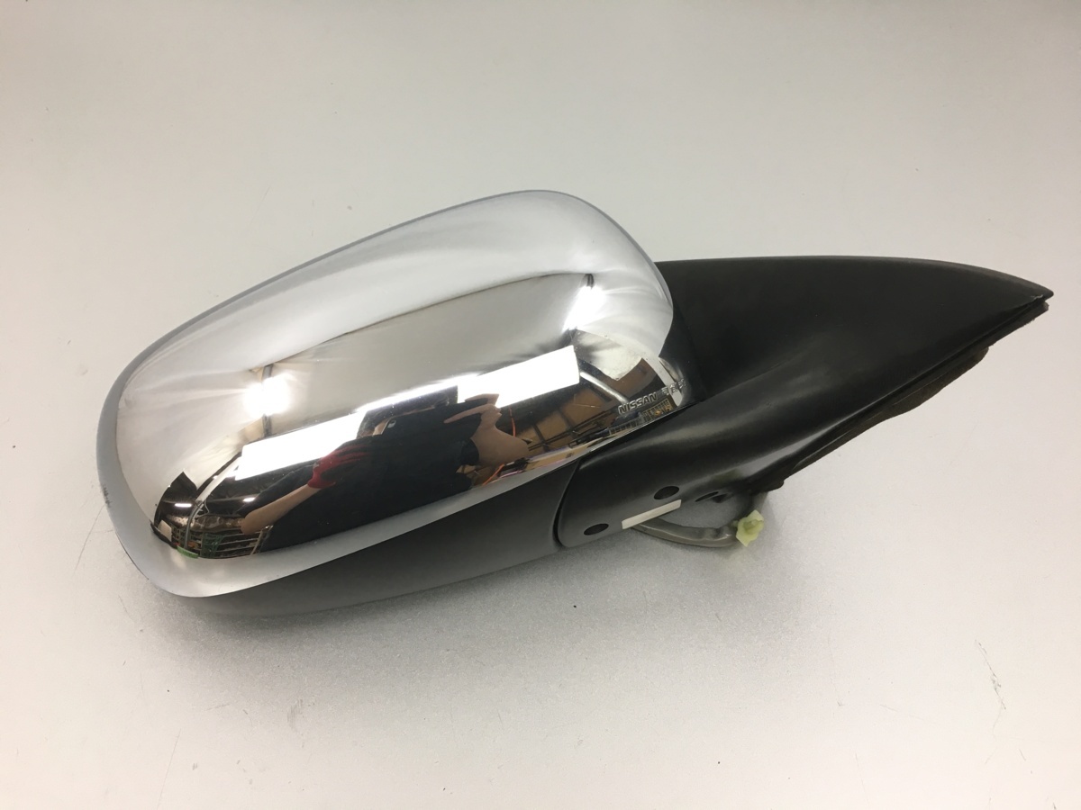 割れ無 後期 日産 PHG50 プレジデント 純正 右 ドアミラー 運転席側 メッキ 5P+2P G50 (T1185)