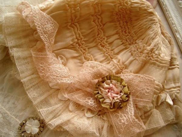 フランスビンテージシルクリボンワークフラワーアップリケ2枚_3